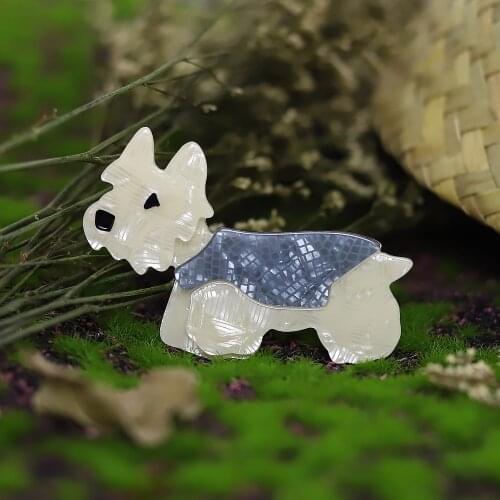 Cute Handmade Acrylic Dog Brooch Pins for Women Girl Cartoon Lovely Animal Brooch Badge Lapel Pins Party Jewelry Christmas Gifts