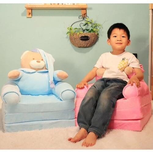 Cute cartoon children sofa bed lazy person folding small sofa kindergarten girl baby dual use child seat stool