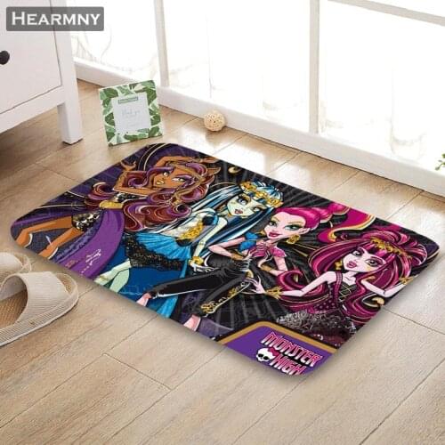 Customizable Monster High Doormat Floor/Bath/Kitchen/Beach Mat Flannel Sponge Fabric 3D Printed Shaggy Decoration For Bedroom