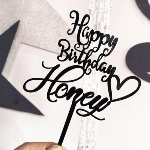 New INS Honey Happy Birthday Acrylic Cake Topper Gold Acrylic Cupcake Topper For Birthday Party Cake Decorations Baby Shower