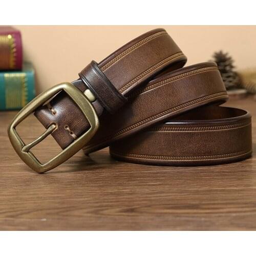 New Fashion Classice Vintage Pin Buckle Men Belt High Quality Casual First Layer Cowhide Genuine Leather Belts For Jeans B313