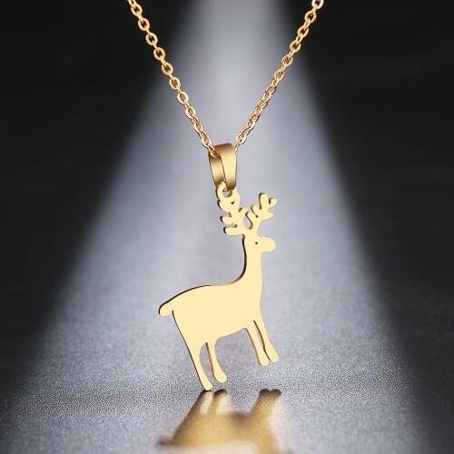 316L Stainless Steel Necklace Cute Little Elk Deer Chain Necklaces For Women Jewelry Friends Girl Gifts Collier Femme Wholesale
