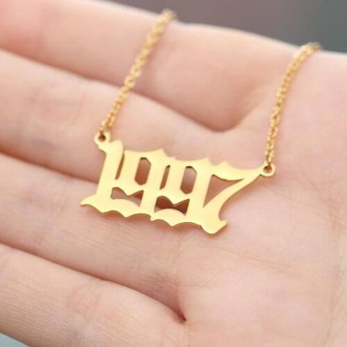 New Birth Year Necklace For Women Stainless Steel Gold Color Year Number Pendant Necklaces Fashion Jewelry 2020 Birthday Gift