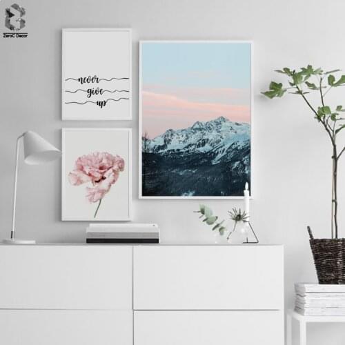 Flower Canvas Poster Nordic Print Minimalist Motivation Quotes Wall Art Painting Landscape Scandinavian Decoration Picture