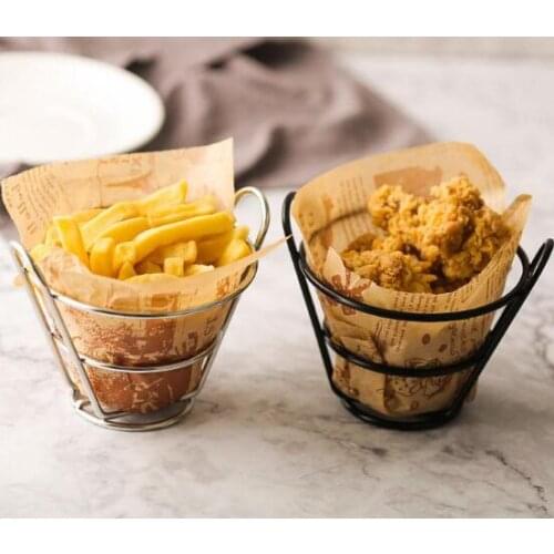 Stainless Steel French Fries Stand Chips Basket Snack Holder Fries Fry Bucket Appetizers Fast Food Shelf Meat Tray