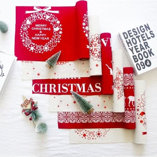 Christmas Decorations Creative Christmas Cotton Printed Tablecloths Christmas Desktop Decorations tablewear