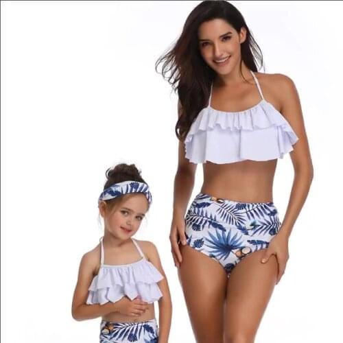 Sexy Padded Push Up Bikini High Waist Bathing Suit Backless Swimwear 2 Piece Swimsuit Cover Up Mom And Daughter Beachwear Girl L