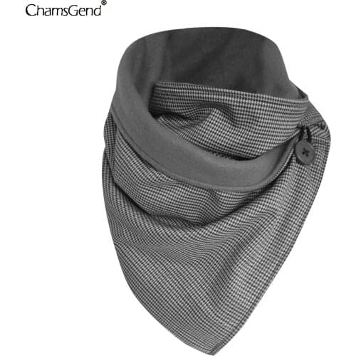 Classic Plaid Scarf Women Warm Cashmere Scarves Winter Pashmina Face Cover Wraps Neckerchief Shawl Stole Button Scarf