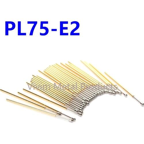 100PCS Phosphorus Copper Spring Test Probe PL75-E2 Pointed Nickel Plated PCB Needle Diameter 1.02mm Probe Instrument Dia 1.3mm