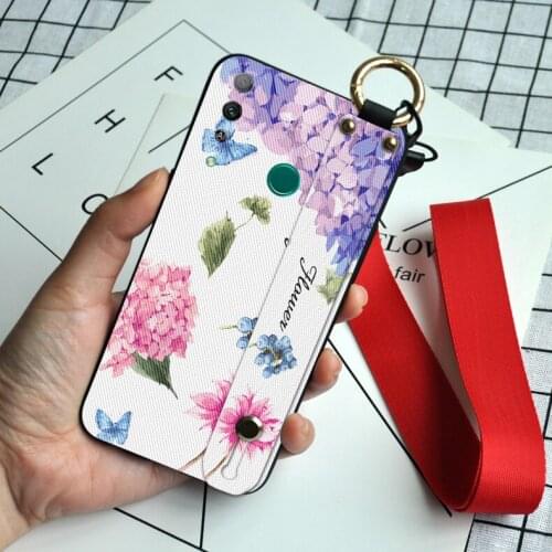 Wrist Strap Silicone Case For Huawei Honor Play 3 3E 4T 4 Pro 3D Floral Neck Lanyard Cover For Huawei Honor 7C 7A Pro
