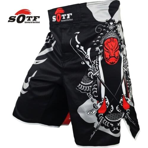 SOTF mma shorts boxing muay thai boxing trunks tiger muay thai kickboxing fight wear guan yu Chinas wind SOTF mma pretorian