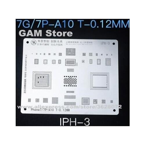 For iPhone 7 7Plus BGA Stencil A10 CPU RAM Nand Wifi Baseband Power Audio IC Reballing Solder Tin Plant Net Heat Template MIJING