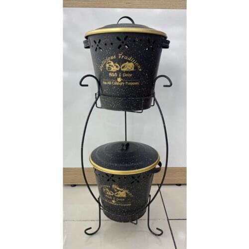 Tursa Glassware 2 Layer Gold Detailed Black Potato Soğanlık