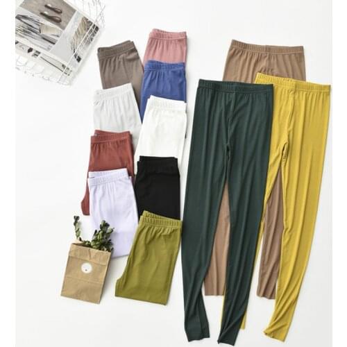 Solid Color Sleep Bottom Women Cotton Long Pant Home Pajamas Soft Summer Pants Big Size Casual Elastic Modal Sleepwear