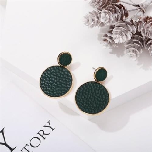 Vintage Metal Coin Drop Earrings For Women 2019 Korean Fashion Leather Snake Pattern Hanging Dangle Geometric Earring Jewelry