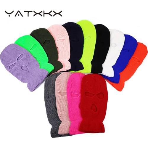 [YaTxKx] Knitted Caps Full Face Cover Ski Winter Warm Cycling Solid Color Balaclava Mask Hat Halloween Party Cosplay балаклава