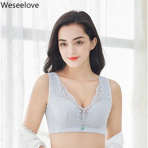 Weseelove 2020 Summer and Autumn Sexy Bra Plus Size Lace Up Bra Slim Full Cup Soutien Gorge Femme Underwear Without Rims X23-4
