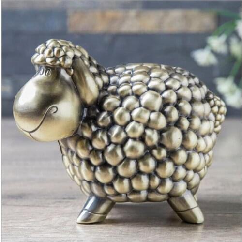 14.5X9.7x12cm Metal money piggy bank bronze color money box sheep spardosen for home decorative bank coin for kids gifts SNG046