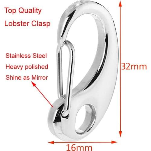 5pcs Silver Tone Polished Stainless Steel Lobster Clasps Jewelry Findings 32x16mm Connectors Pendant Accessories Top Quality