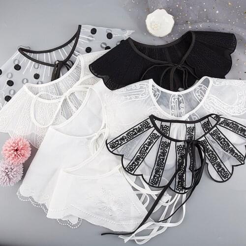 40 Styles Women Detachable Fake False Collar Solid Color Retro Plaid Check Chiffon Half Shirt Blouse Adjust Clothes