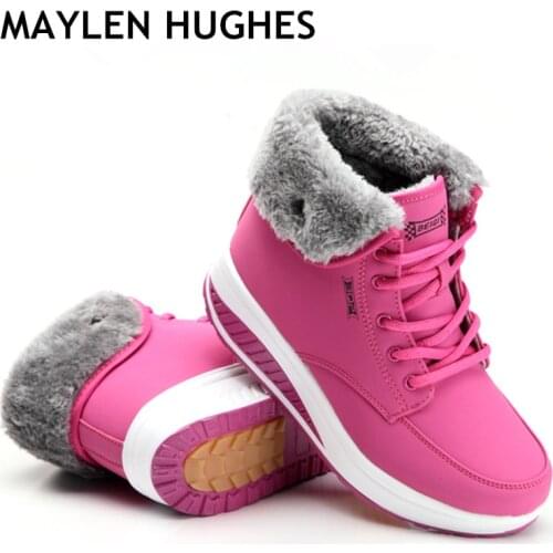 2020 Winter Women Warm Snow Boots New Fashion Women Female Cotton-paddeVelvet Shoes Fur Ankle Boots For Women Lace Up Heel boots
