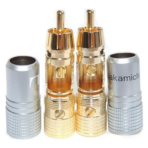 10pcs/lot Gold Plated Non-Solder NAKAMICHI RCA Plug Locking Connector Audio Adapter Converter