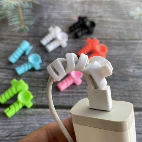 100pcs Sucker Style Spiral Cable Protector Data Line Cord Protector Protective Case Cable Winder For iPhone USB Charger Cable