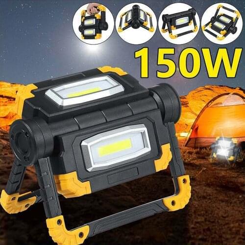 150W Portable LED Spotlight COB Work Light Rechargeable USB Battery Outdoor Waterproof Searchlight Hunting Camping Flashlight