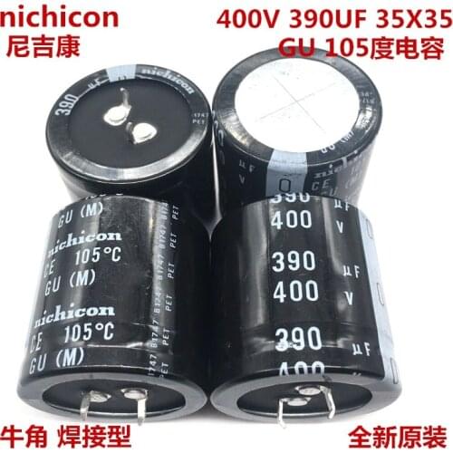 2PCS/10PCS 390uf 400v Nichicon GN/GU 35x35mm 400V390uF Snap-in PSU Capacitor