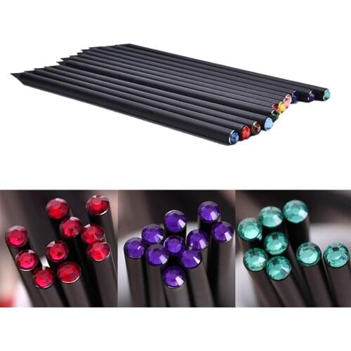 2X Black Rod HB Pencil With Colorful Diamond School Painting Writing Pencil