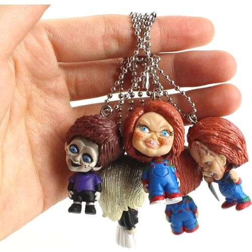 5pcs/set 4cm Horror Movie Childs Play Keychain Bride of Chucky Doll Pendant Figure Toys