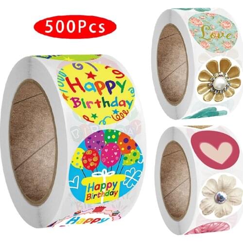 500Pcs Aesthetic Thank You Sticker Valentine Happy Birthday Holiday Mail Wedding Celebrating with US Tag Decor Gift Seal Label