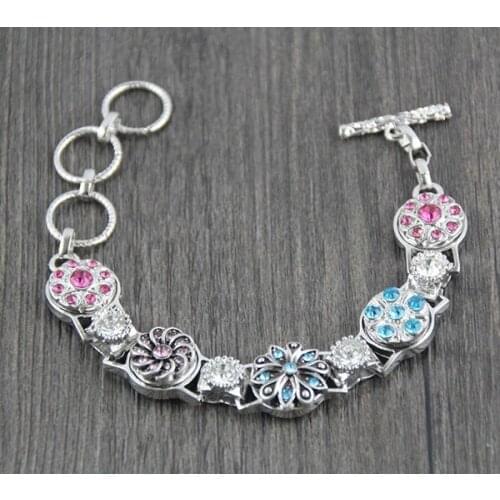 6pcs/lot new men five 12mm metal button charms diy snap button bracelet rhinestone silver charm fit snap jewelry