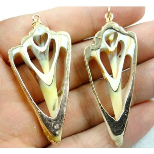 New Fashion Conch Shell Sea SHELL Gem PENDANT Beads Making jewelry 6pcs P377