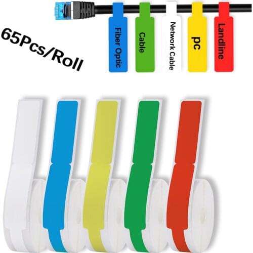 65pcs/roll Thermal Cable Label Stickers Waterproof Network Communication Cable Marker Organization Label Tag Sabel Tag Stickers