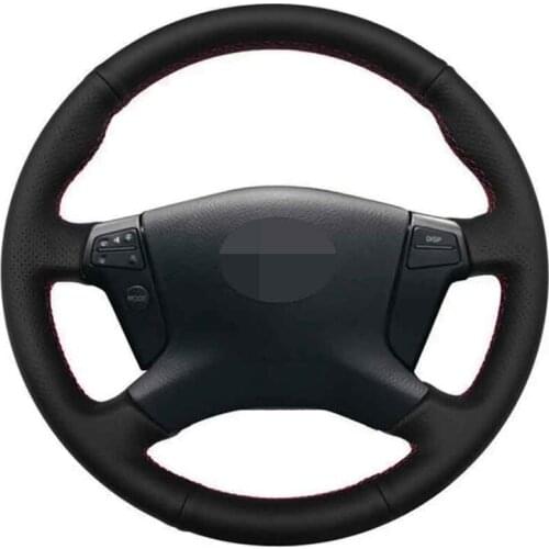 Car Steering Wheel Cover Hand-Stitched Car Steering Wheel Covers DIY Soft Black Artificial Leather For Toyota Avensis 2003-2007