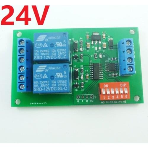DC 24V 2ch RS485 Modbus RTU Relay Board Serial port Switch Module for PLC LED Motor FW & BW