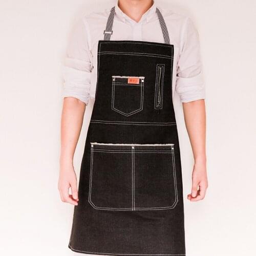 Denim apron Korean fashion European-style studio cafe custom logo florist painting kitchen work apron