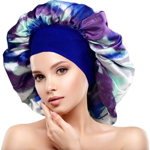 Europe Nightcap United States Color halo Bandana Mujer Dye Large Nightcap Wide-brimmed Elastic Hair Cap Color Printing