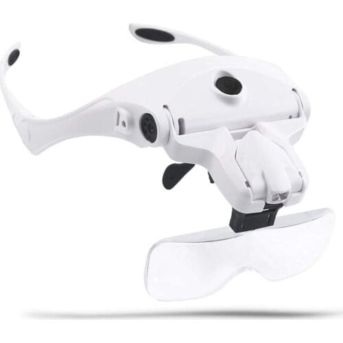 Head Wearing Glasses Magnifier USB Charging Head Magnifier For Low Vision Headband Eyewear With 2 LED Light 5 Lens 2020