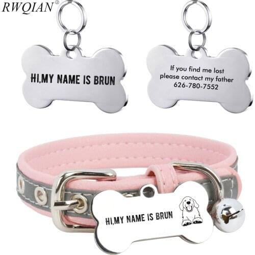 Custom Pet ID Tag Keychain Stainless Steel DIY Dog Cat Id Tags Personalized Carve Name Telphone Icon Number Pet Collar Nameplate