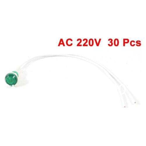 30 Pcs 10mm 0.39" Hole Round Green Red Indicator Signal Pilot Light Lamp Blub 220V AC