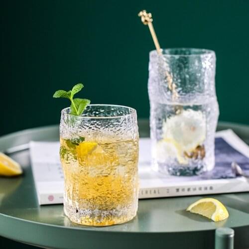 Japanese Style Creative Transparent Crystal Retro Bark Pattern Juice Milk Whisky Glass Cup High Temperature Irregular Water Cup