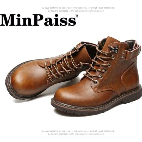 Mens Leisure Winter Fleece Martin Boots -MINPAISS- Mid-boot Fashion Mens Cotton Boots Warm Boots Tide Shoes