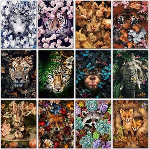 5D DIY Diamond Painting Kit Paint Flower Animal Cat Tiger Lion Fox Full Square&Round embroidery mosaic Cross stitch home decor