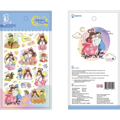 Korea Brand BONITO The Legend of Love PVC Adhesive Stickers Seal DIY Diary Craft Stationery Scrapbooking Decoration Supplies