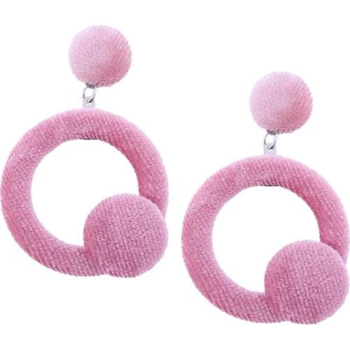 4 Colors New Fashion Velvet Round Dangle Earrings Ear Drops For Women Circle Pendant Earrings Brincos Trendy Jewelry Aretes Gift