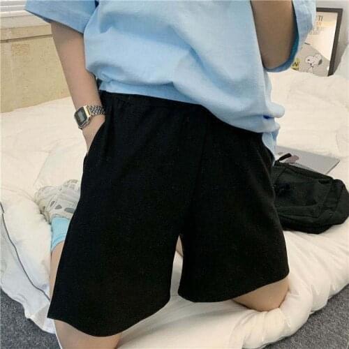 Harajuku Solid Color Simple Elasticity Short Women Loose Sport 2021 Summer Casual Running Biker Short Korean Lovely Girls Shorts