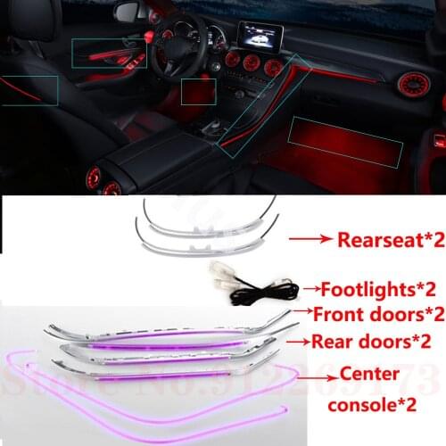 For Benz C GLC Class W205 X253 C200 C220 C300 2014-2021 Ambient Light Footwell lamp Neon light Illuminate LED Backseat Light LED