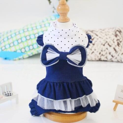 Dot Dog Dress Spring Summer Sweet Lace Princess Party Dogs Clothes Cat Cake Skirt Chihuahua Poodle Bowknot Puppy Apparel